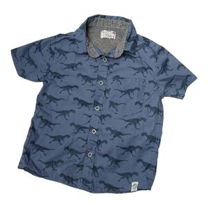 Free Planet Navy Dinosaur Print Kids Button Down Shirt